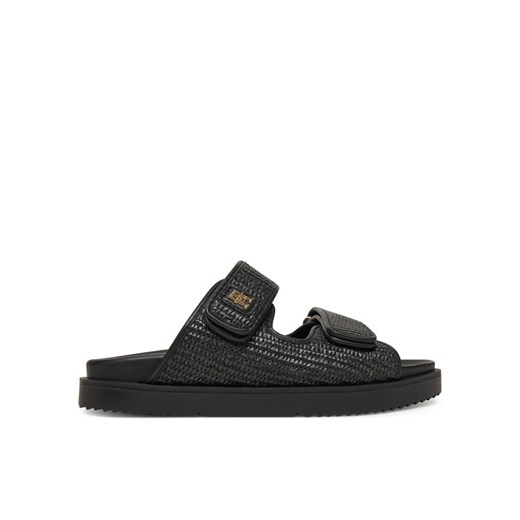 Klapki Tommy Hilfiger DOUBLE STRAP RAFFIA FW0FW08940 Czarny ze sklepu eobuwie.pl w kategorii Klapki damskie - zdjęcie 182054600