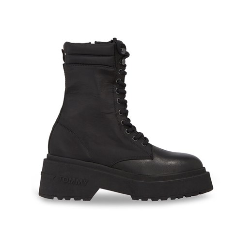 Botki Tommy Jeans Tjw Lace Up Padded Boot EN0EN02405 Czarny ze sklepu eobuwie.pl w kategorii Workery damskie - zdjęcie 182054723