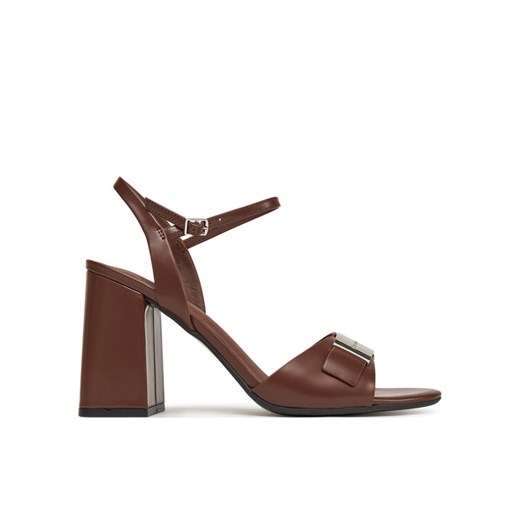 Sandały Calvin Klein Heel Sandal 85 W/Ck Hw - Lth HW0HW02485 Brązowy ze sklepu eobuwie.pl w kategorii Sandały damskie - zdjęcie 182054834