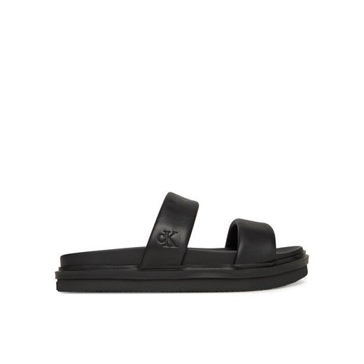 Klapki Calvin Klein Jeans Flat Molded Doublebar Sandal Lth YM0YM01226 Czarny ze sklepu eobuwie.pl w kategorii Klapki męskie - zdjęcie 182055361