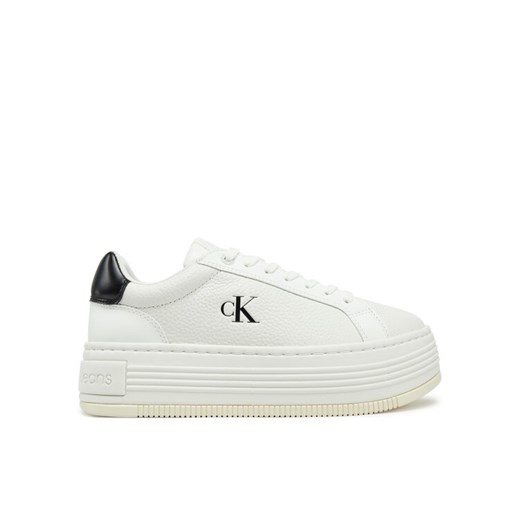 Sneakersy Calvin Klein Jeans Bold Flatf Low Lace Mg YW0YW01766 Biały ze sklepu eobuwie.pl w kategorii Buty sportowe damskie - zdjęcie 182055540