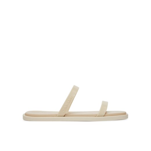 Klapki Calvin Klein Double Bar Slide - Jelly HW0HW02417 Écru ze sklepu eobuwie.pl w kategorii Klapki damskie - zdjęcie 182056010