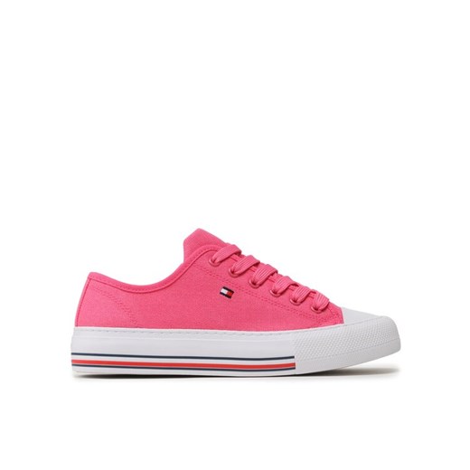 Trampki Tommy Hilfiger Low Cut Lace-Up T3A9-32677-0890313 S Różowy ze sklepu eobuwie.pl w kategorii Trampki dziecięce - zdjęcie 182058033