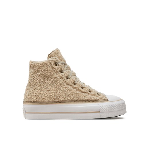 Trampki Converse Chuck Taylor All Star Lift Platform Sherpa A05509C Beżowy ze sklepu eobuwie.pl w kategorii Trampki damskie - zdjęcie 182058810