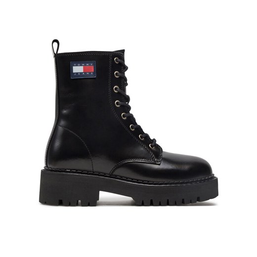 Trapery Tommy Jeans Urban Tommy Jeans Lace Up Boot EN0EN01995 Czarny ze sklepu eobuwie.pl w kategorii Workery damskie - zdjęcie 182060301