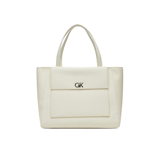 Torebka Calvin Klein Ck Medium Shopper_Tex K60K613178 Biały ze sklepu eobuwie.pl w kategorii Torby Shopper bag - zdjęcie 182060384