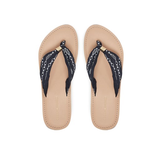 Japonki Tommy Hilfiger Th Chain Print Elevated Sandal FW0FW08519 Granatowy ze sklepu eobuwie.pl w kategorii Klapki damskie - zdjęcie 182060544