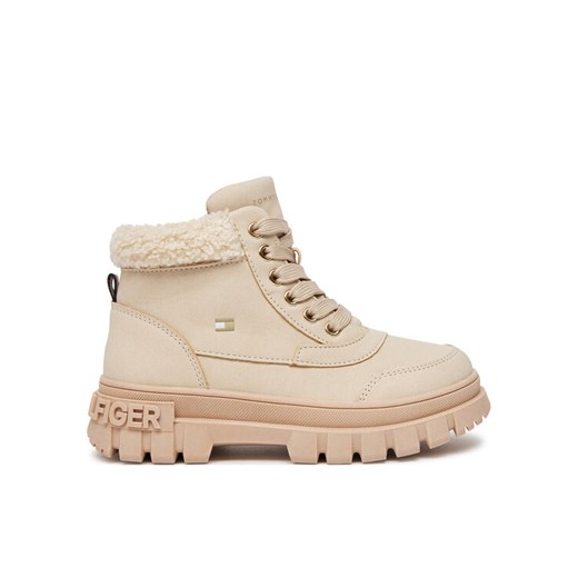 Trapery Tommy Hilfiger Lace-Up Bootie T1A5-33597-1628 S Beżowy ze sklepu eobuwie.pl w kategorii Buty zimowe dziecięce - zdjęcie 182060951