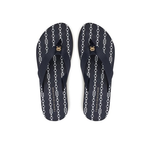 Japonki Tommy Hilfiger Th Chain Print FW0FW08514 Granatowy Tommy Hilfiger 37 eobuwie.pl