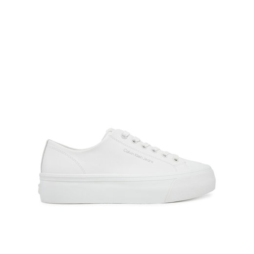 Sneakersy Calvin Klein Jeans Vulc Flatform Low Mg Lth YW0YW01771 Biały ze sklepu eobuwie.pl w kategorii Buty sportowe damskie - zdjęcie 182061923