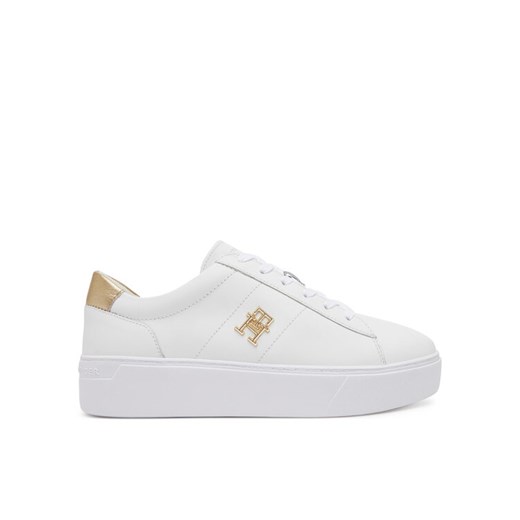Sneakersy Tommy Hilfiger Platform Court Sneaker Metallics FW0FW08648 Biały ze sklepu eobuwie.pl w kategorii Buty sportowe damskie - zdjęcie 182061954