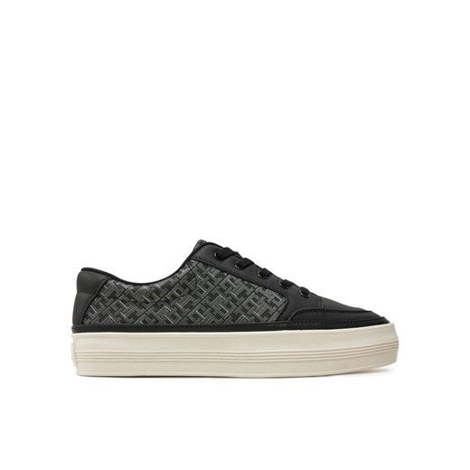 Sneakersy Tommy Hilfiger Vulc Leather Sneaker Monogram FW0FW08331 Czarny ze sklepu eobuwie.pl w kategorii Buty sportowe damskie - zdjęcie 182063502