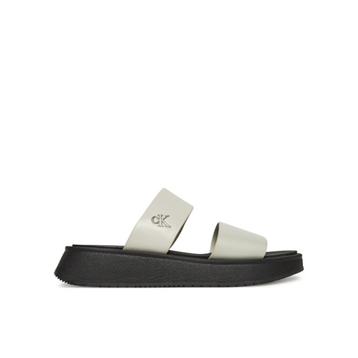 Klapki Calvin Klein Jeans Sandal Slide Double Strap YW0YW01694 Biały ze sklepu eobuwie.pl w kategorii Klapki damskie - zdjęcie 182067040