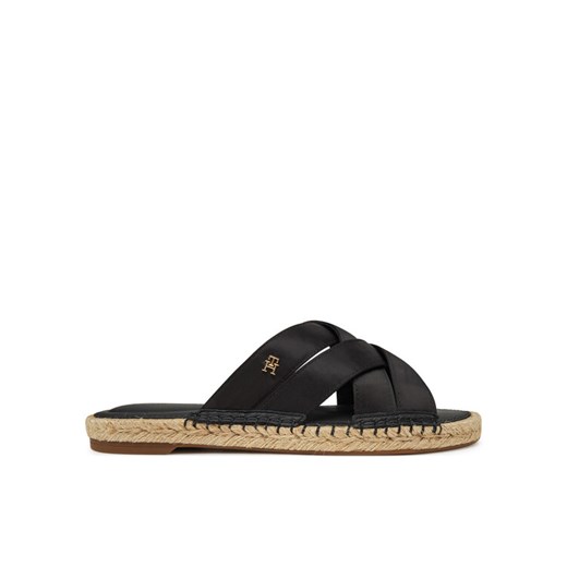 Espadryle Tommy Hilfiger Satin Espadrille Mule FW0FW08502 Czarny ze sklepu eobuwie.pl w kategorii Espadryle damskie - zdjęcie 182067081