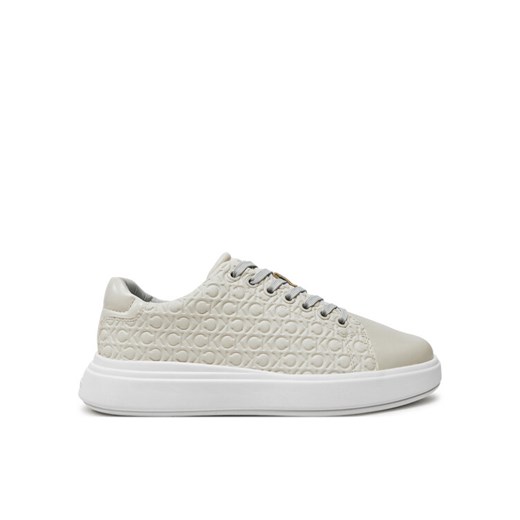 Sneakersy Calvin Klein Cupsole Lace Up Saff Mono HW0HW02103 Beżowy ze sklepu eobuwie.pl w kategorii Buty sportowe damskie - zdjęcie 182069334