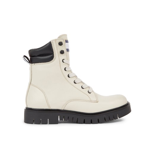 Botki Tommy Jeans Tjw Lace Up Boot EN0EN02314 Beżowy ze sklepu eobuwie.pl w kategorii Workery damskie - zdjęcie 182070023