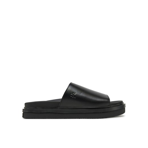 Klapki Calvin Klein Jeans Flat Molded Sandal Slide YW0YW01710 Czarny ze sklepu eobuwie.pl w kategorii Klapki damskie - zdjęcie 182072212