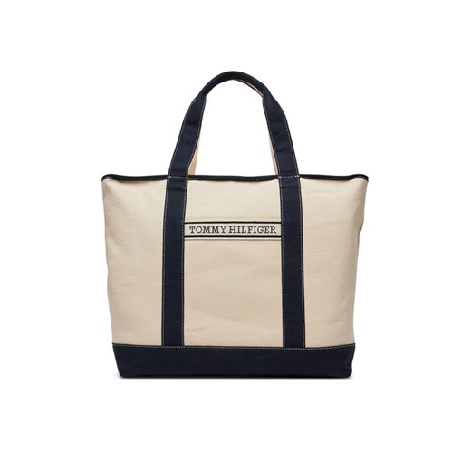 Torebka Tommy Hilfiger Th Summer Canvas Tote AW0AW17421 Beżowy Tommy Hilfiger 00 eobuwie.pl