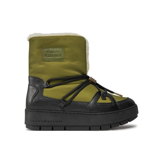 Śniegowce Tommy Hilfiger Tommy Essential Snowboot FW0FW07504 Zielony ze sklepu eobuwie.pl w kategorii Śniegowce damskie - zdjęcie 182076153