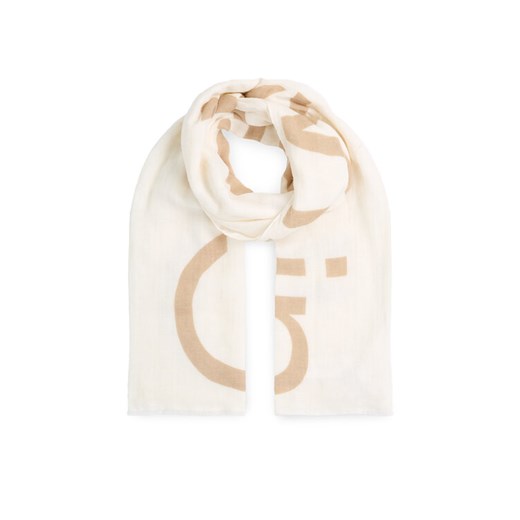 Szal Calvin Klein Bold Logo Cotton Hemp Scarf K60K612975 Écru ze sklepu eobuwie.pl w kategorii Szaliki i chusty damskie - zdjęcie 182076350