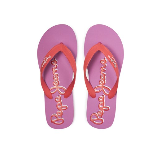Japonki Pepe Jeans Bay Beach Brand W PLS70157 Czerwony ze sklepu eobuwie.pl w kategorii Klapki damskie - zdjęcie 182076502