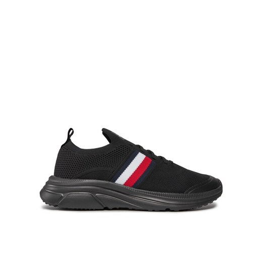 Sneakersy Tommy Hilfiger Modern Runner Knit Stripes Ess FM0FM04798 Czarny ze sklepu eobuwie.pl w kategorii Buty sportowe męskie - zdjęcie 182076861