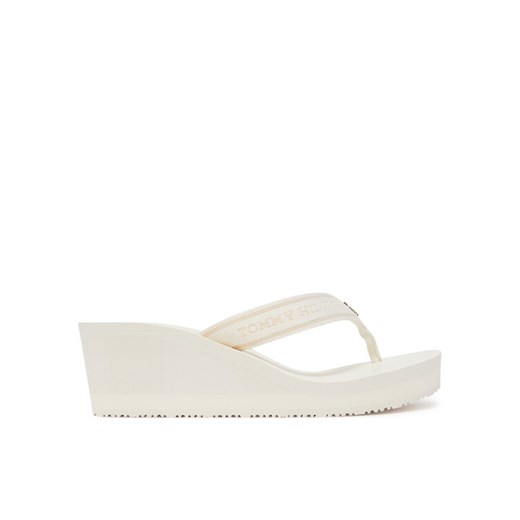 Japonki Tommy Hilfiger Th Stripes Wedge Beach Sandal FW0FW08521 Biały ze sklepu eobuwie.pl w kategorii Klapki damskie - zdjęcie 182078813