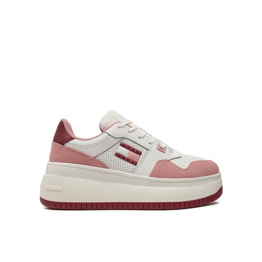Sneakersy Tommy Jeans Retro Basket Flatform Mix EN0EN02654 Różowy ze sklepu eobuwie.pl w kategorii Buty sportowe damskie - zdjęcie 182079354
