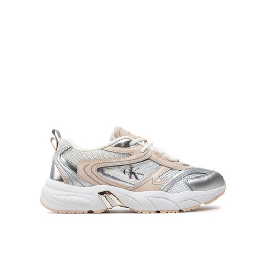 Sneakersy Calvin Klein Jeans Retro Tennis Low Lace Mh Ml Mr YW0YW01381 Biały ze sklepu eobuwie.pl w kategorii Buty sportowe damskie - zdjęcie 182079994