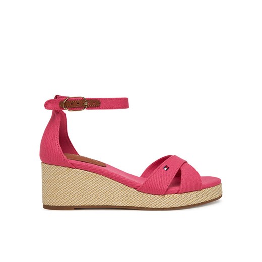 Sandały Tommy Hilfiger Flag Criss-Cros Mid Wedge Espad FW0FW08481 Różowy ze sklepu eobuwie.pl w kategorii Sandały damskie - zdjęcie 182080180