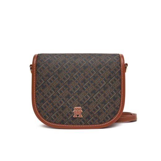 Torebka Tommy Hilfiger Th Monoplay Leather Saddle Bag AW0AW17414 Czarny ze sklepu eobuwie.pl w kategorii Listonoszki - zdjęcie 182080932