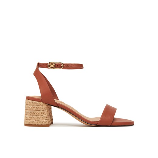 Espadryle Tommy Hilfiger Leather Ankle Strap Espad Sandal FW0FW08533 Brązowy ze sklepu eobuwie.pl w kategorii Espadryle damskie - zdjęcie 182081282