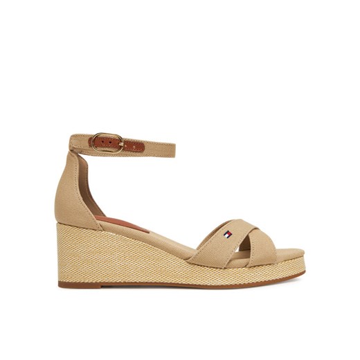 Espadryle Tommy Hilfiger Flag Criss-Cros Mid Wedge Espad FW0FW08481 Beżowy ze sklepu eobuwie.pl w kategorii Espadryle damskie - zdjęcie 182081711