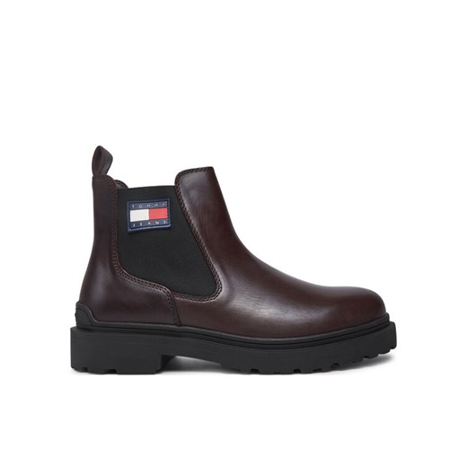 Sztyblety Tommy Jeans Tjm Leather Chelsea Boot EM0EM01448 Brązowy ze sklepu eobuwie.pl w kategorii Buty zimowe męskie - zdjęcie 182082004