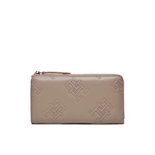 Duży Portfel Damski Tommy Hilfiger Th Refined Large Za Mono AW0AW15756 Szary ze sklepu eobuwie.pl w kategorii Portfele damskie - zdjęcie 182083120
