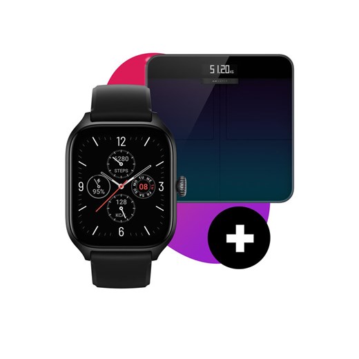 Zestaw smartwatch z wagą Smart Scale Amazfit Gts 4 A2168 Czarny ze sklepu eobuwie.pl w kategorii Zegarki - zdjęcie 182083334