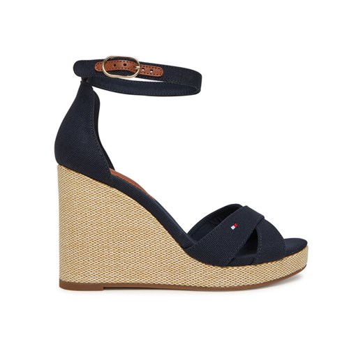 Sandały Tommy Hilfiger Flag High Wedge Espad Crisscross FW0FW08661 Granatowy ze sklepu eobuwie.pl w kategorii Sandały damskie - zdjęcie 182085202