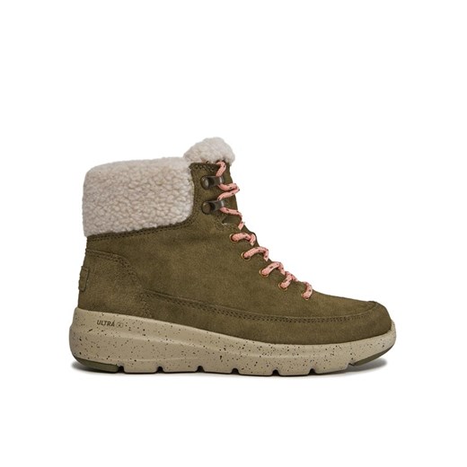 Botki Skechers Glacial Ultra Woodsy 144175/OLV Khaki ze sklepu eobuwie.pl w kategorii Workery damskie - zdjęcie 182085994