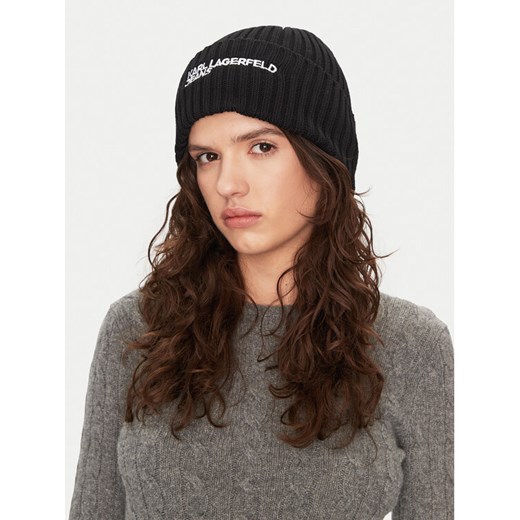 Czapka Karl Lagerfeld Jeans A1W33004 Czarny ze sklepu eobuwie.pl w kategorii Czapki zimowe damskie - zdjęcie 182086232