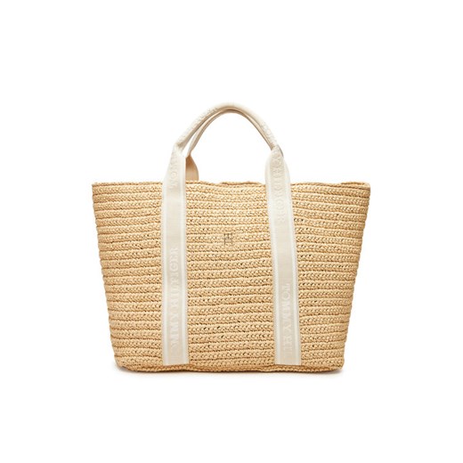 Torebka Tommy Hilfiger Th Spring Logo Tote AW0AW17196 Beżowy ze sklepu eobuwie.pl w kategorii Torby Shopper bag - zdjęcie 182086872