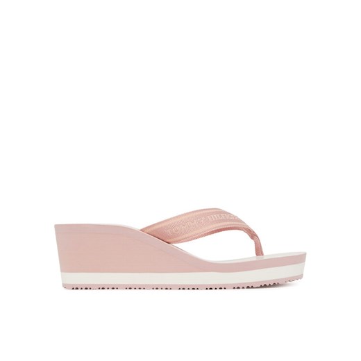 Japonki Tommy Hilfiger Th Stripes Wedge Beach Sandal FW0FW08521 Różowy ze sklepu eobuwie.pl w kategorii Klapki damskie - zdjęcie 182086910