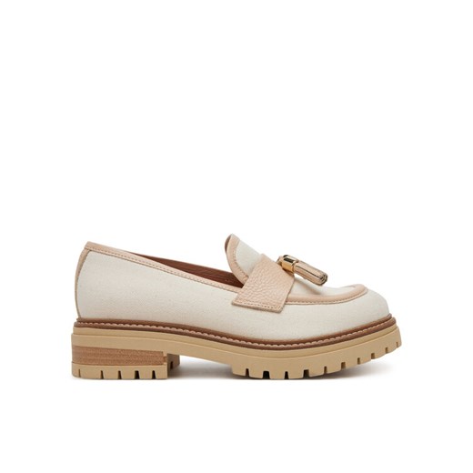 Loafersy Pollini SA10144G1MTO112A Écru ze sklepu eobuwie.pl w kategorii Lordsy damskie - zdjęcie 182087430