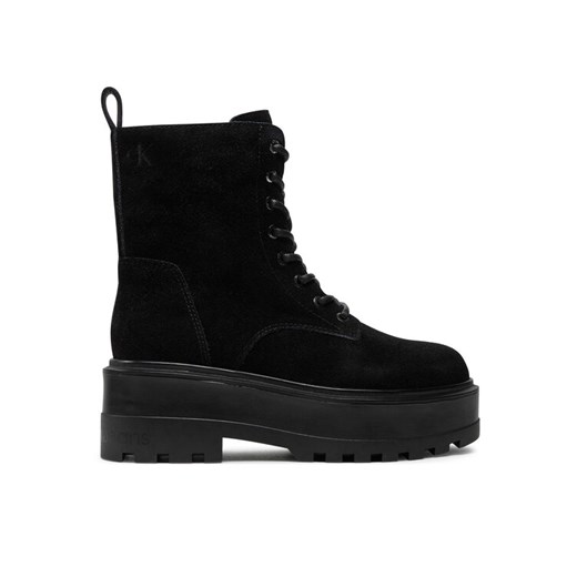 Trapery Calvin Klein Jeans Flatform Zip Laceup Mg S YW0YW01554 Czarny ze sklepu eobuwie.pl w kategorii Workery damskie - zdjęcie 182087882