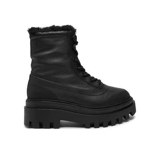 Trapery Calvin Klein Jeans Flatform Lace Up Boot Padded YW0YW01557 Czarny ze sklepu eobuwie.pl w kategorii Botki - zdjęcie 182087913