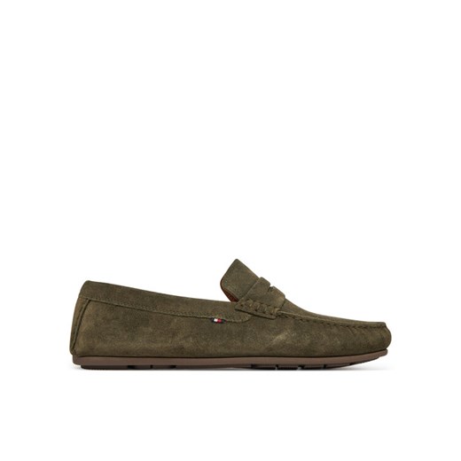 Mokasyny Tommy Hilfiger Casual Hilfiger Suede Driver FM0FM04998 Zielony ze sklepu eobuwie.pl w kategorii Mokasyny męskie - zdjęcie 182088122