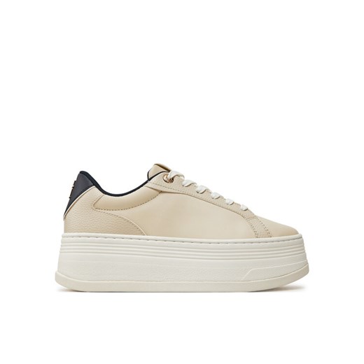 Sneakersy Tommy Hilfiger Th Platform Sneaker Triangle FW0FW08115 Beżowy ze sklepu eobuwie.pl w kategorii Buty sportowe damskie - zdjęcie 182088153