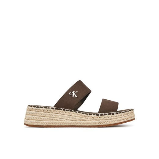 Espadryle Calvin Klein Jeans Sporty Rope Mg Lth Webbing YW0YW01704 Brązowy ze sklepu eobuwie.pl w kategorii Espadryle damskie - zdjęcie 182091024