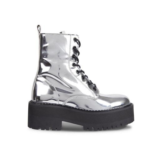 Botki Tommy Jeans Tjw Flatform Zip Up Metallic EN0EN02403 Szary ze sklepu eobuwie.pl w kategorii Workery damskie - zdjęcie 182092964