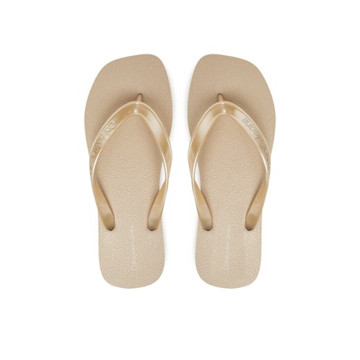 Japonki Calvin Klein Jeans Thong+ Tpu Metallic YW0YW01720 Beżowy ze sklepu eobuwie.pl w kategorii Klapki damskie - zdjęcie 182093733