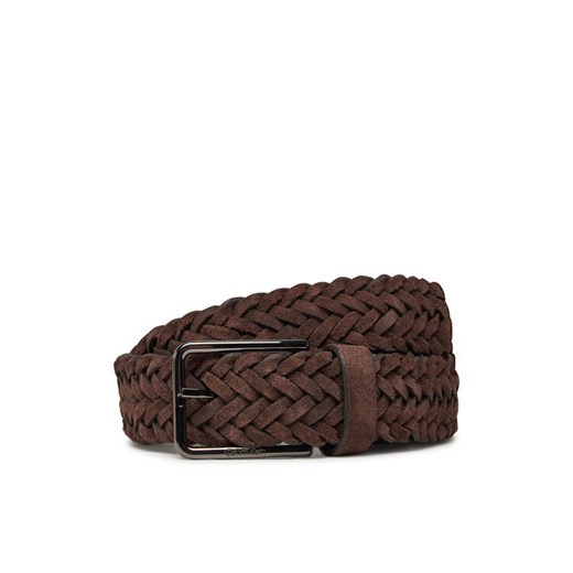Pasek Męski Calvin Klein Warmth Braided Suede 35Mm K50K512841 Brązowy ze sklepu eobuwie.pl w kategorii Paski męskie - zdjęcie 182095141